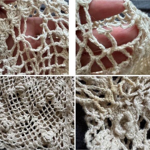 Handmade Crochet Knit Button Short Sleeve BOHO Cardigan Size Medium - Picture 7 of 12